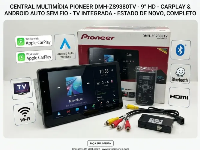 Central Multimídia Pioneer DMH-ZS9380TV 9" HD - CarPlay/Android Auto Sem Fio + TV