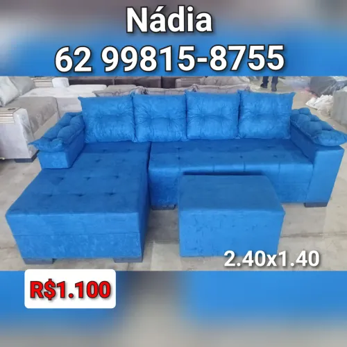 Sofá azul 4 lugares