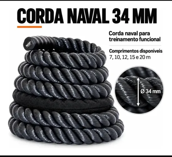 Corda Naval 34 Mm Preto Rope Training 15m