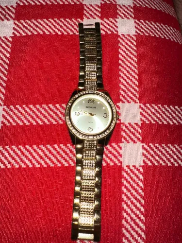 Relógio feminino dourado Seculus com brilho - Original 