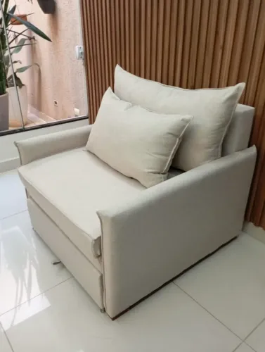 SOFÁ CAMA 1 LUGAR LINHO NOVO DIRETO DA FABRICA