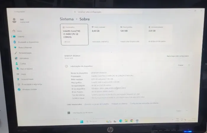 CPU Dell Vostro3470 i5 9ª Ger 8GB DDR4 SSD 240GB