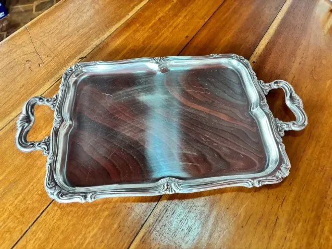 Bandeja Inox Meridional Grande Com Alças Vintage Perfeito Estado