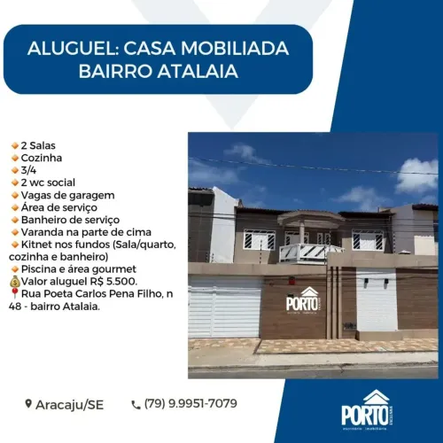 Sobrado para aluguel com 125 metros quadrados com 3 quartos em Atalaia - Aracaju - SE