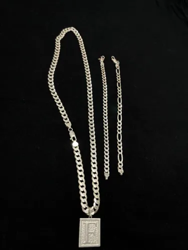 Corrente e pulseiras de prata 925 legítima