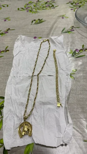 Cordão e pulseira de prata, banhado á ouro