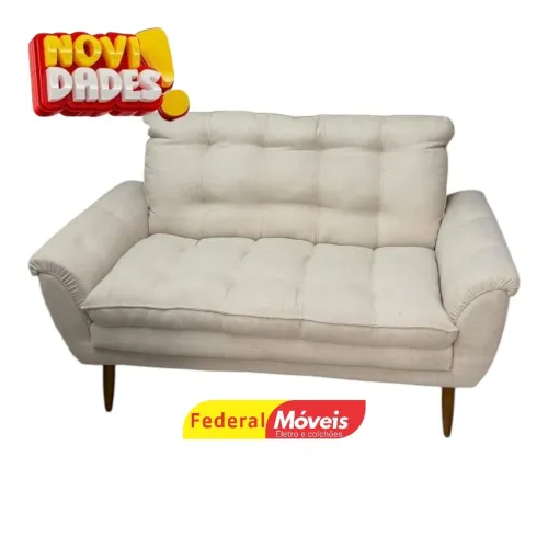Poltrona Namoradeira 2 lugares Tecido Boucle Bege - Chama no WhatsApp