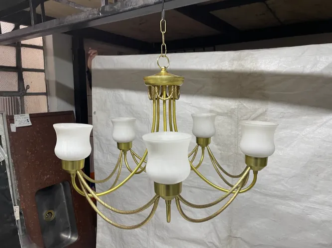 Lustre Dourado Suspenso para 5 Lâmpadas 
