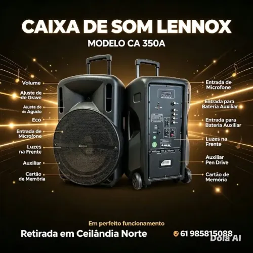 CAIXA DE SOM AMPLIFICADA Lenoxx CA-350A BLUETHOOTH 500W de potência