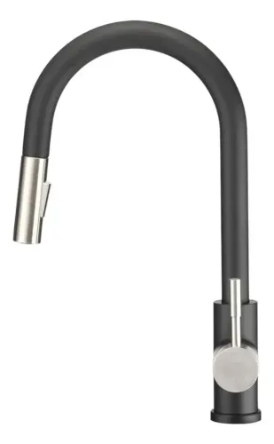 Torneira De Cozinha Flexível Monocomando Preto E Prata