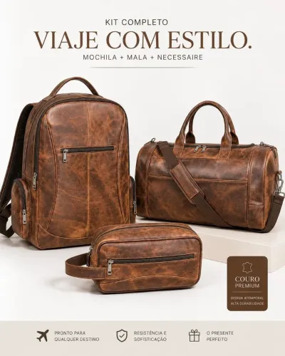 Kit Mala Couro Premium