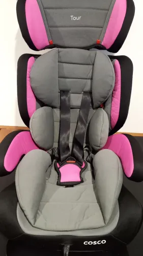 Cadeirinha Infantil Cosco Kids Tour Para Carro Cinza e Rosa