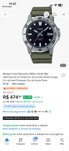 Relógio Cássio pouco usado original