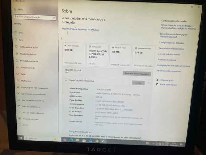 Desktop completo com monitor novo