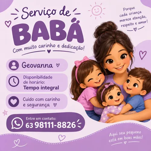 Ofereço serviço de babá