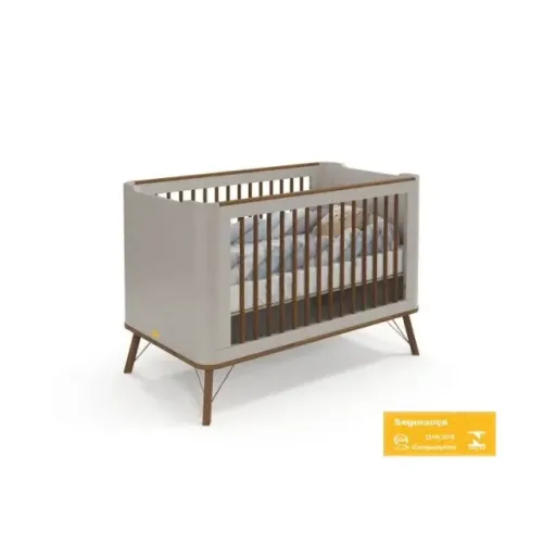 Berço De Bebê Albi Cinza Eco Wood Matic 3 Em 1 