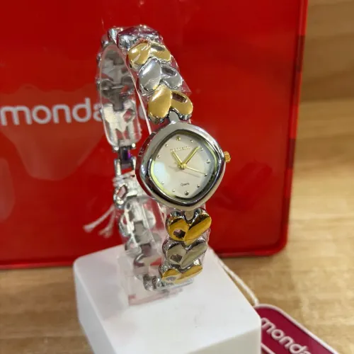 Relógio feminino prata/dourado mondaine caixa certificado garantia
