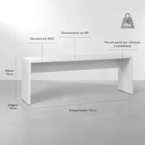 Escrivaninha Abracasa 136cm Branca MDF