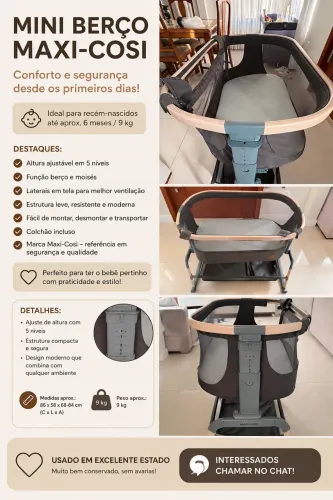 Berço Co-Sleeper Maxi-Cosi Lora Air - Seminovo | Excelente Estado