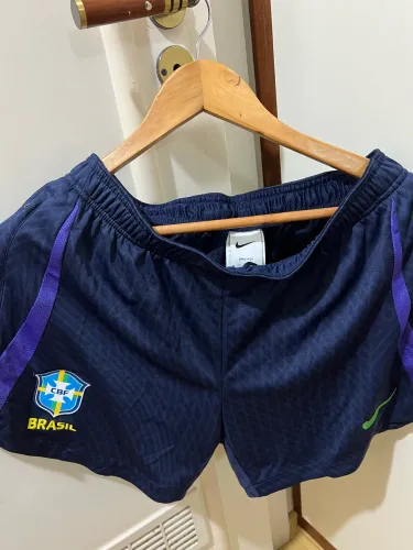 Short Feminino Nike Esportivo M Brasil Seleção Brasileira Academia Original Azul Marinho