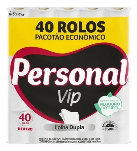 Papel higiênico Embalagem Econômica Personal Vip 2 Folhas 40