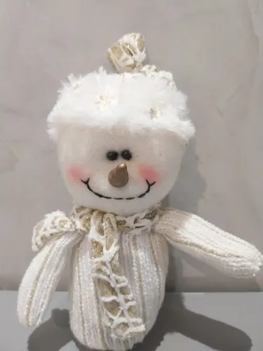 NATAL: 7 bonecos de neve branco e champanhe - 18cm