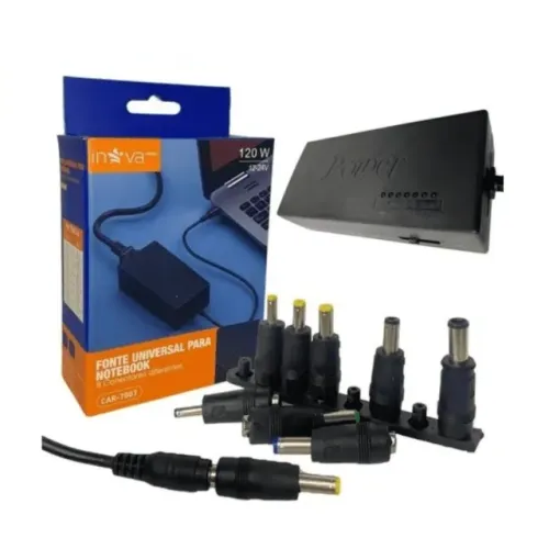 Fonte Carregador para Notebook Universal KV-7007 120W 8A 8 conexões Original Inova