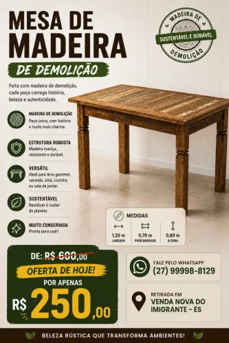Mesa Pequena Madeira Demolição