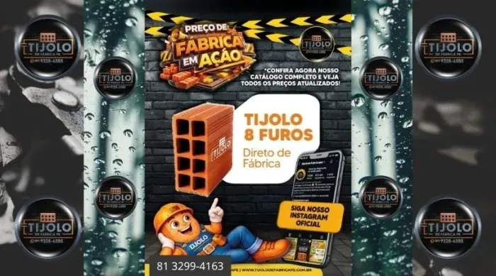 tijolo 8 furos fornecimento contínuo 