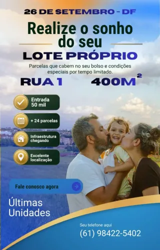 VENDO LOTE PARCELADO RUA 01 DA 26 SETEMBRO