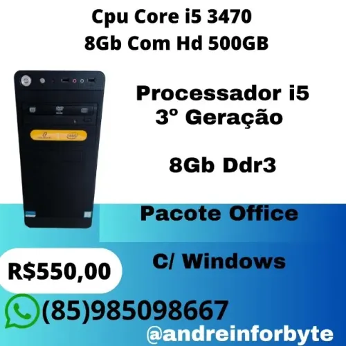Cpu Core i5 3470 8Gb Com Hd 500GB
