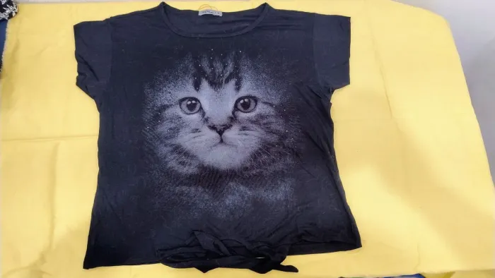 Camiseta trilha mix de amarrar estampa gato