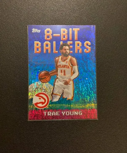 carta trae young 8-bit ballers + 5 cartas aleatórias basquete topps originais
