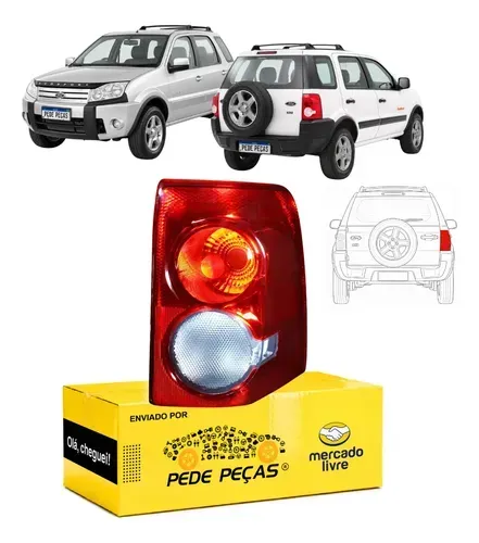 Lanterna Traseira Ford Ecosport 2008 2009 2010 A 2012 Ld Direito/passageiro Vermelho