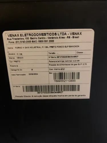 Forno industrial Venax 109L