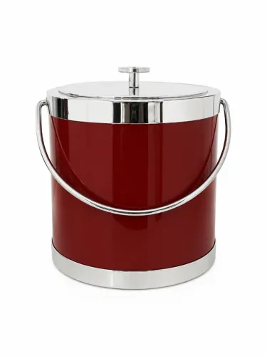 Balde de Gelo Térmico Vintage Vermelho com Detalhes Cromados - Década de 1970
