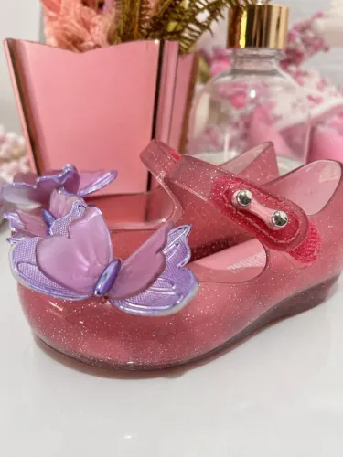 Mini Melissa infantil rosa com borboletas - Pouquíssimo uso + caixa