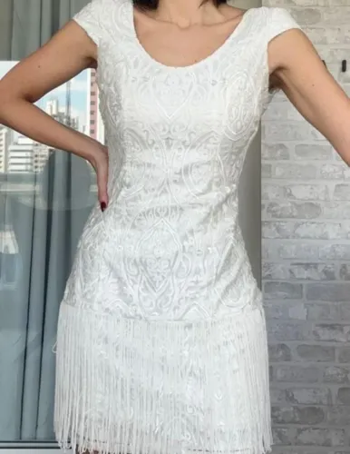 Vestido rendado com franja festa tamanho PP TVZ