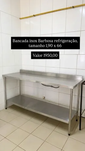 Bancada de inox 1,89x0,65 inox Barbosa refrigeração