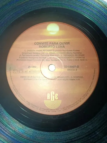 LP Vinil Roberto Luna - Convite Para Ouvir (1988) Disco 2 Avulso