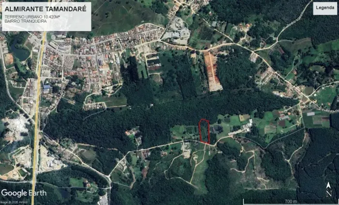 Terreno urbano 10.420m2 Almirante Tamandaré, Tranqueira, plano.
