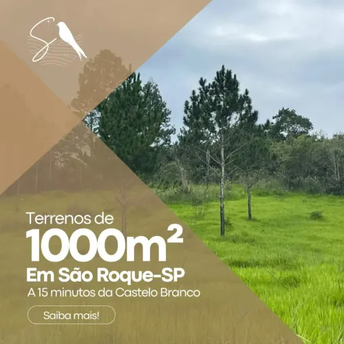 Terrenos Cercados por Natureza: Lotes de 1000m2 bem Espaçosos em São Roque!!Dentro da Rota