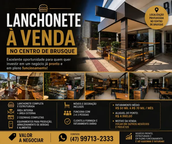 Lanchonete / Cafeteria no centro de Brusque