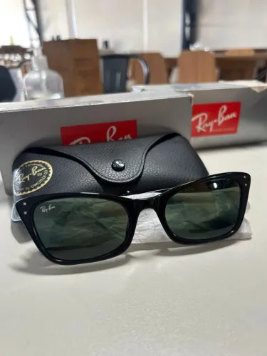 Óculos de Sol de Ray-Ban Original LADY BURBANK Armação Polido Preto Lentes Verde