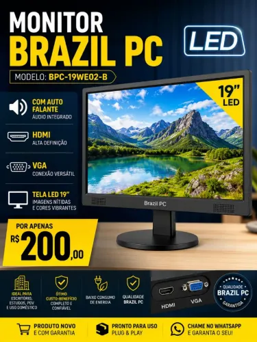 Monitor 19 polegadas led VGA é HDMI 
