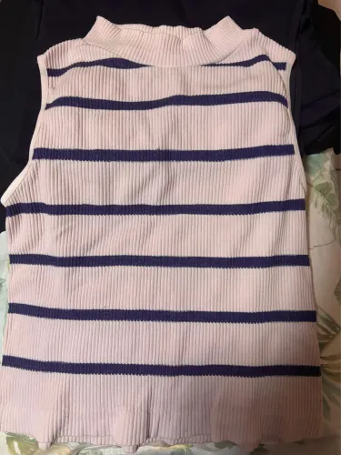 Blusa listrada (rosa claro com azul marinho)