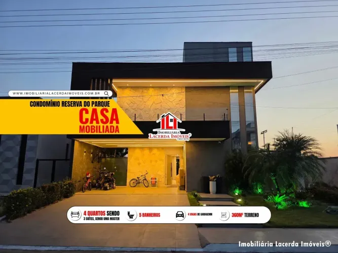 Casa Duplex no Reserva do Parqu com 4 Qts (3 Suítes/ Parcial mobiliada/ Gerador 100% + Ene