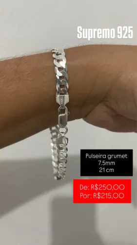 Pulseira 7.5mm Prata 925 legítima e nova Acompanha certificado de garantia