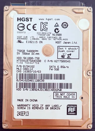 HD SATA 2.5 750GB HITACHI HTS541075A9E680