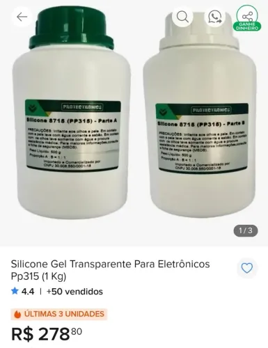 Silicone Gel transparente para eletronicos pp315